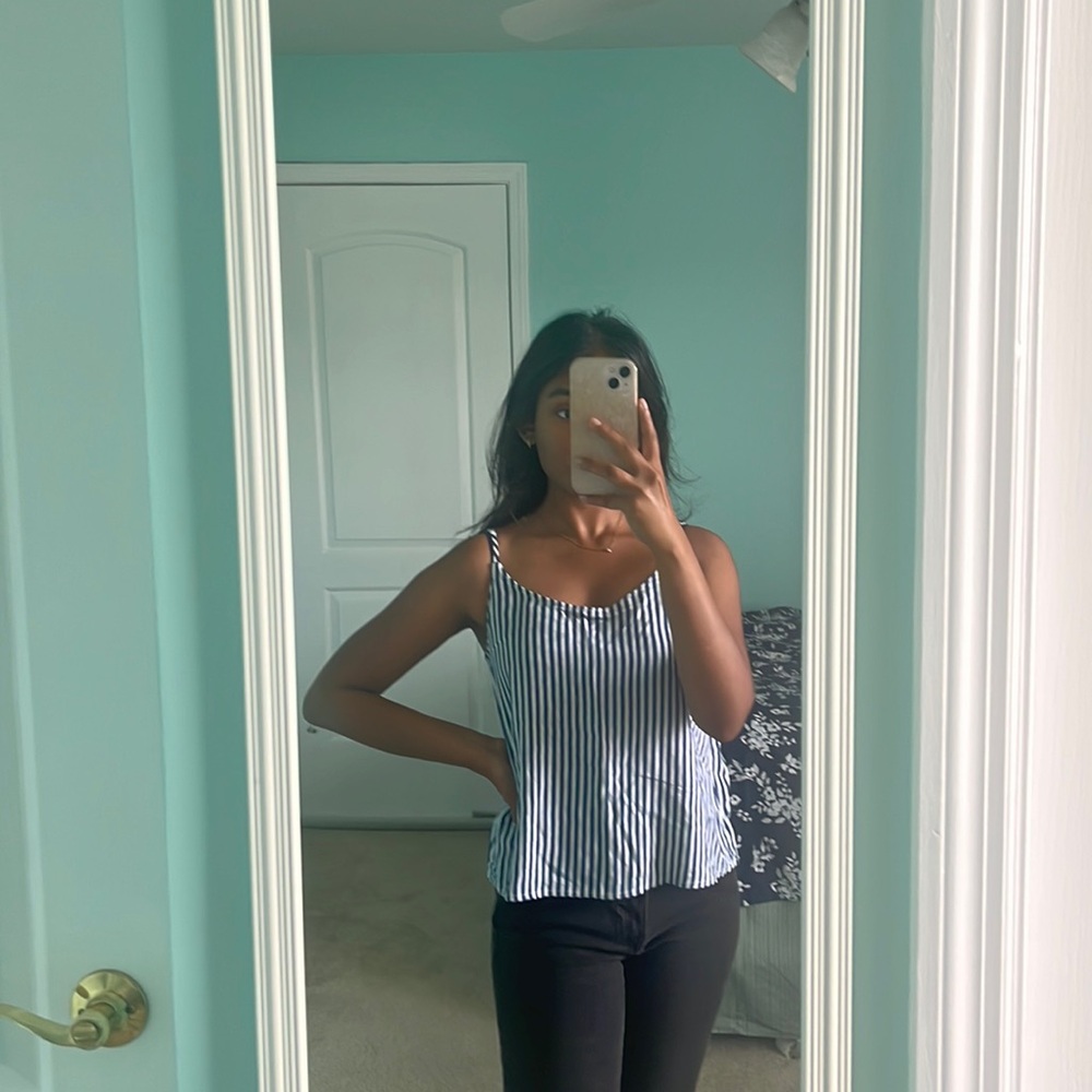H&m striped blue and white tank top